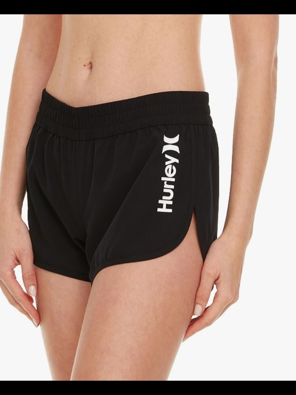 Hurley Black Women's Athletic Running Shorts with White Logo